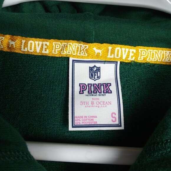 PINK VICTORIA'S SECRET PACKERS green full zip hoodie sweatshirts size S - Picture 4 of 11